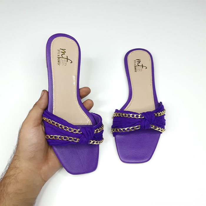 Purple Chain Slippers - Maha fashions -
