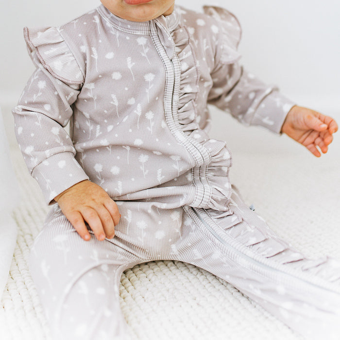 Ribbed Frilled Growsuit - Sprig