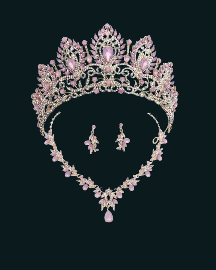 Royal Icy Pink Tiara and Jewelry Set