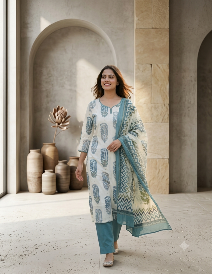 Sage Bloom Elegance Suit Set