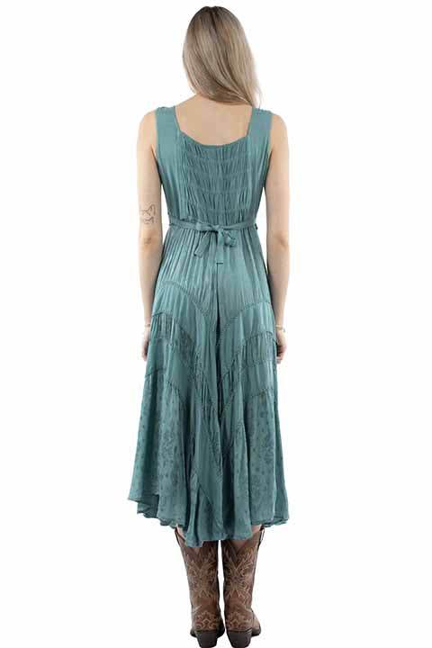Scully Honey Creek Women's Sleeveless Lace Up Midi Dress in Teal