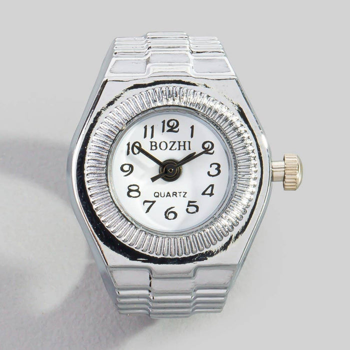 Stainless Steel Heart Shaped Ring Watch