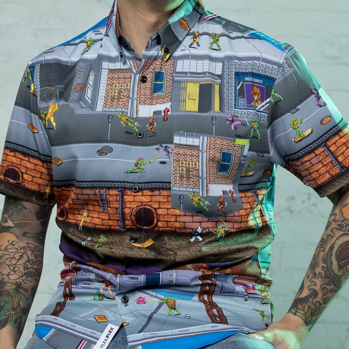 RSVLTS Nickelodeon Short Sleeve Shirt Teenage Mutant Ninja Turtles "Button Mashers" – KUNUFLEX Short Sleeve Shirt