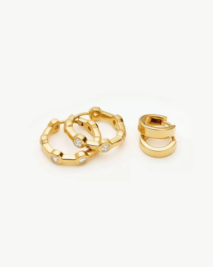 The Tennis Hoop Set | 18ct Gold Plated/Cubic Zirconia Earrings Set Missoma