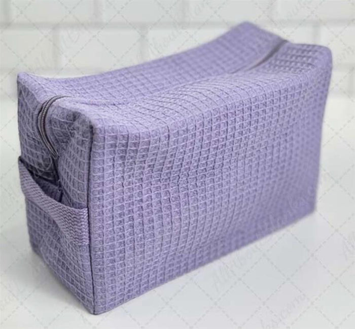 Waffle Weave Cosmetic Bag -Lilac