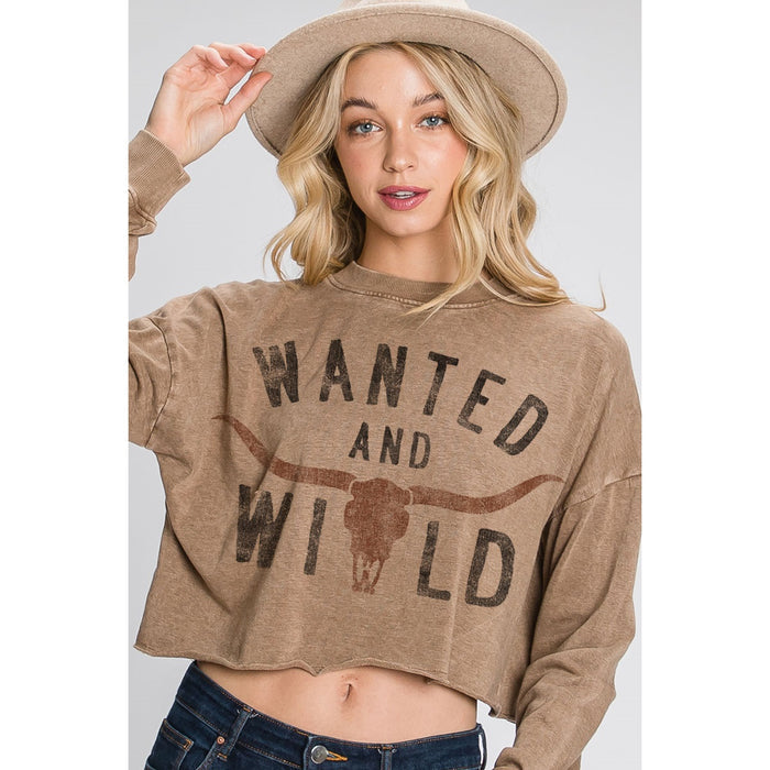 Wanted and Wild Mineral Cropped Sweatshirt