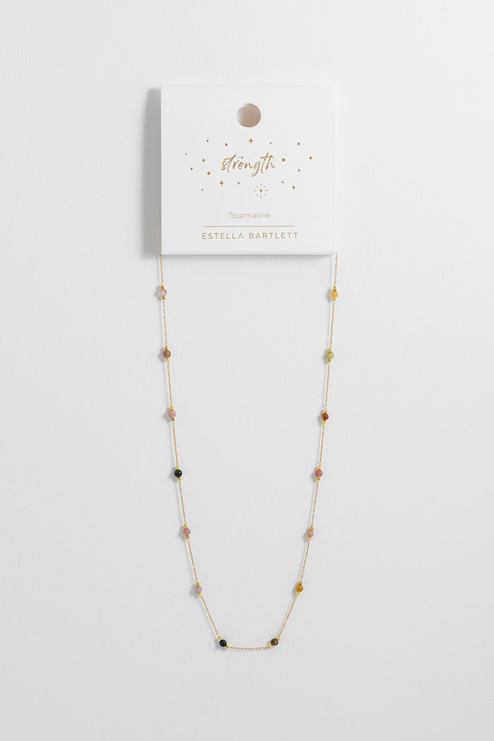 Wellness Tourmaline Gemstone Bead Necklace