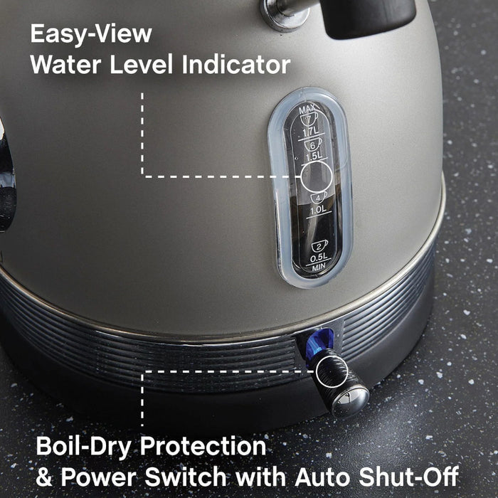 WEST BEND KTWBRTGR13 1.7L Retro Style Stainless Steel Electric Kettle