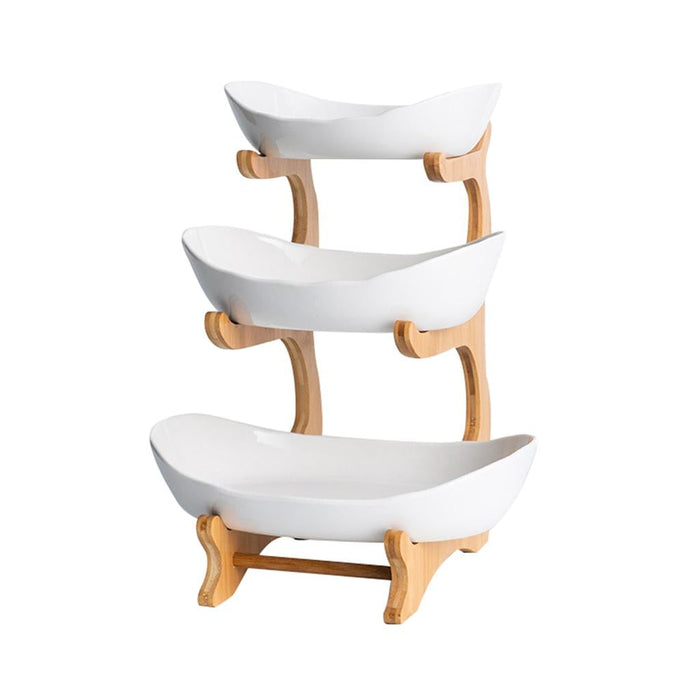 White Three Layers Plastic Serving Dish - Maha fashions - House Holds