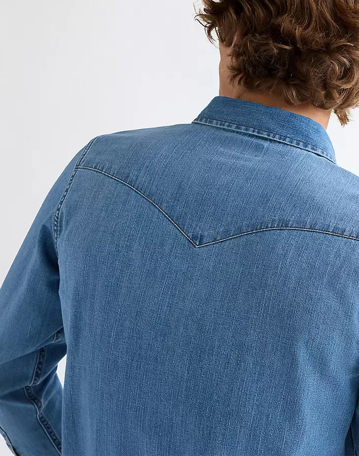 Wrangler Mid Light Wash Denim Shirt