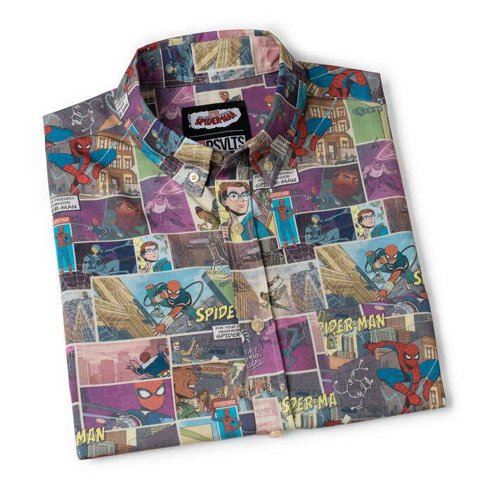 RSVLTS Marvel Marvel Friendly Neighborhood Spiderman "Comic Book" _ KUNUFLEX Short Sleeve Shirt Marvel Friendly Neighborhood Spiderman "Comic Book" _ KUNUFLEX Short Sleeve Shirt