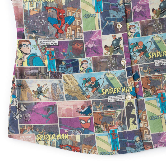 RSVLTS Marvel Marvel Friendly Neighborhood Spiderman "Comic Book" _ Women's KUNUFLEX Short Sleeve Shirt Marvel Friendly Neighborhood Spiderman "Comic Book" _ Women's KUNUFLEX Short Sleeve Shirt