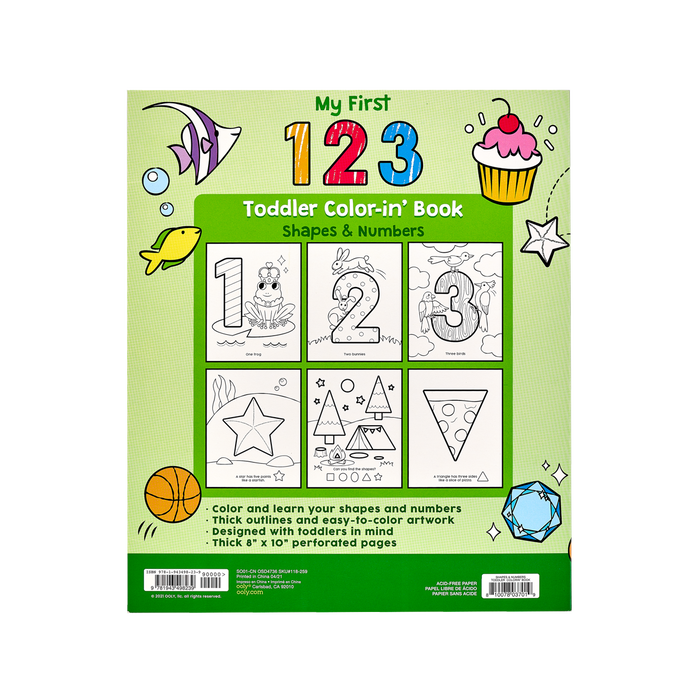 OOLY back cover of Shapes and numbers coloring book