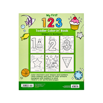 OOLY back cover of Shapes and numbers coloring book