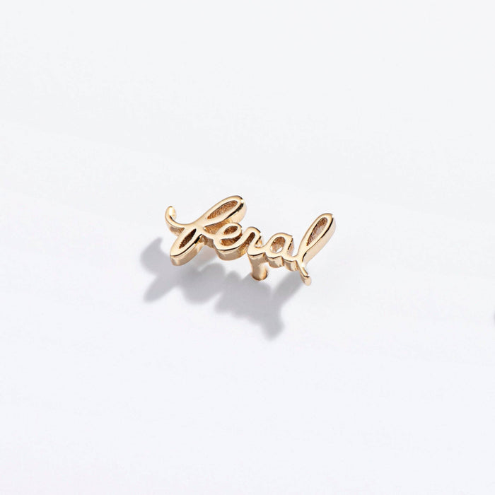14k Gold Plate Feral Script Studs