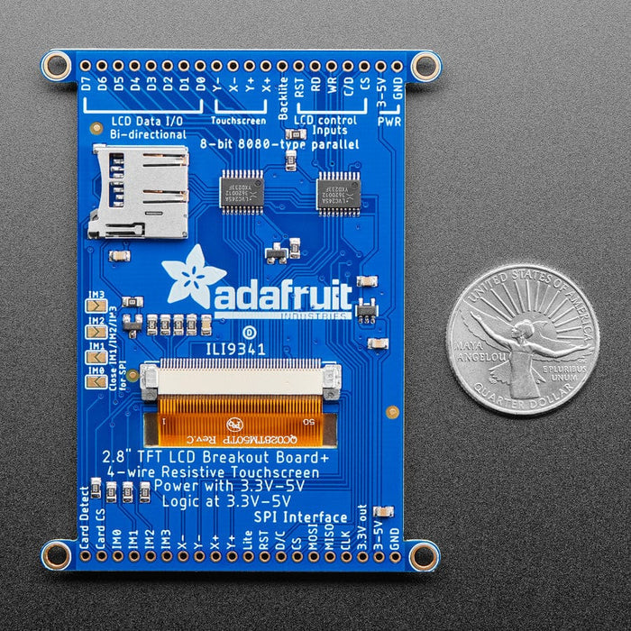2.8" TFT LCD with Touchscreen Breakout Board with MicroSD Socket (ILI9341) by Adafruit - The Pi Hut