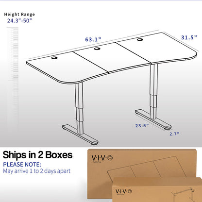 Large standing desk featuring smooth height adjustment, powerful dual motors, and a simple push-button controller featuring memory presets.