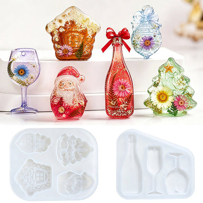 2pcs Christmas Hanging Ornament Resin Molds
