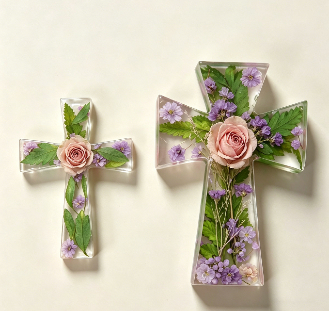 2pcs Cross Pendant Ornament Resin Mold
