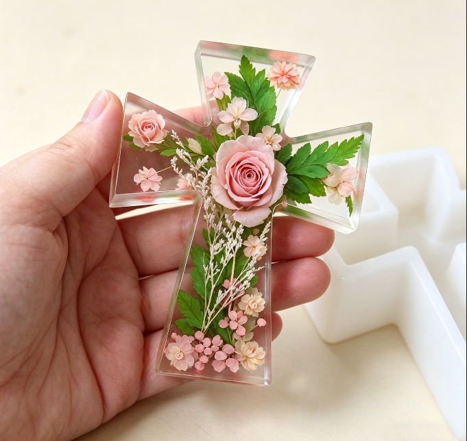 2pcs Cross Pendant Ornament Resin Mold