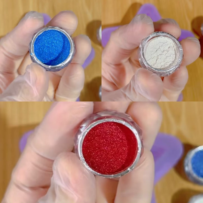 3-Color Mica Powder Set – Red, Blue & White