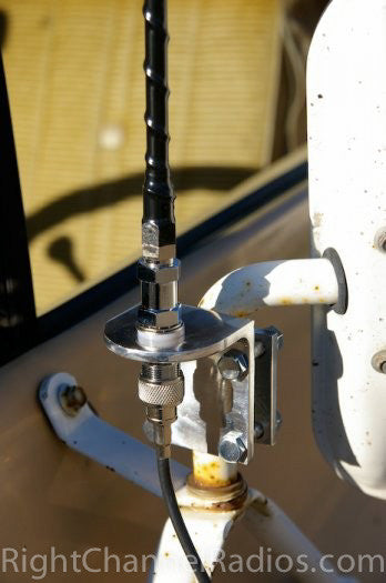 3-way CB Antenna Mirror Mount Installed on Mirror Arm