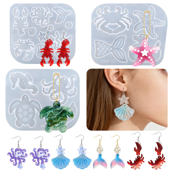 3pcs Marine Creature Pendant Resin Mold