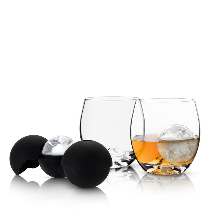 4-Piece Ice Sphere Mold and Crystal Tumbler Set (Online Only)