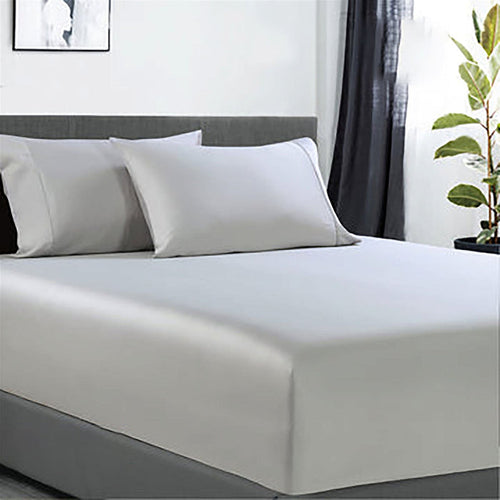 400 thread count bamboo cotton 1 fitted sheet with 2 pillowcases king silver-#product_category#-Home Living Store