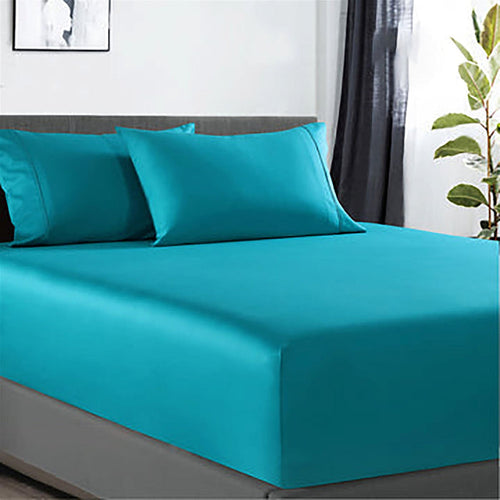 400 thread count bamboo cotton 1 fitted sheet with 2 pillowcases king teal-#product_category#-Home Living Store