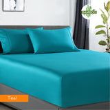 400 thread count bamboo cotton 1 fitted sheet with 2 pillowcases king teal-#product_category#-Home Living Store