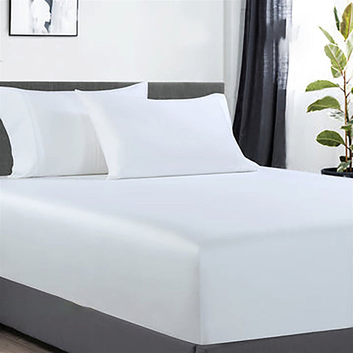 400 thread count bamboo cotton 1 fitted sheet with 2 pillowcases mega queen white-#product_category#-Home Living Store