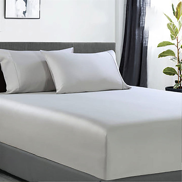 400 thread count bamboo cotton 1 fitted sheet with 2 pillowcases single silver-#product_category#-Home Living Store