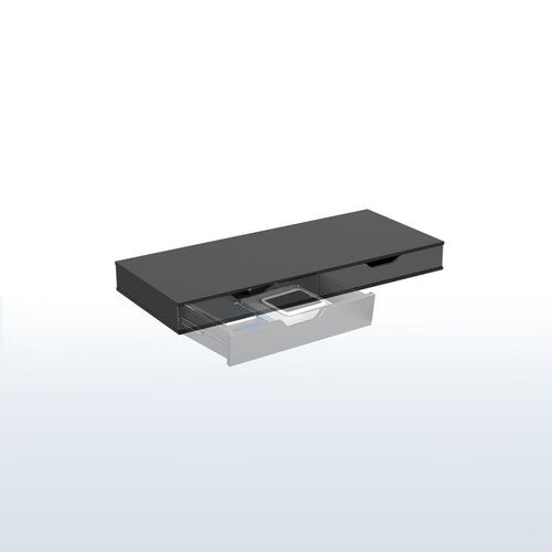 Black desk with a drawers on a white background