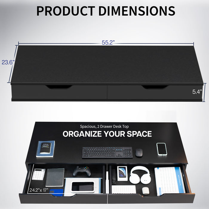 Black shelf with a drawer on a white background