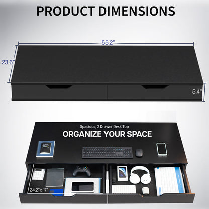 Black shelf with a drawer on a white background