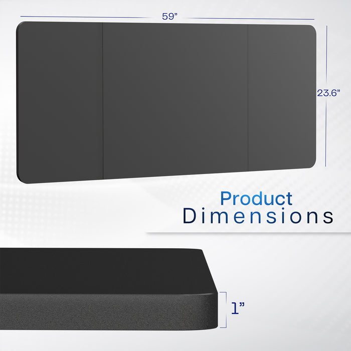 Black desktop with dimensions labeled on a white background