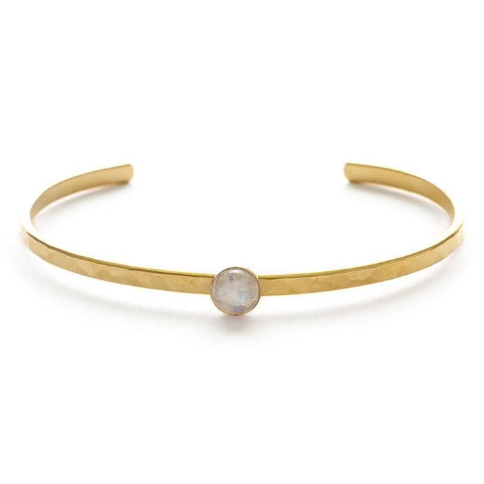 6mm Moonstone Hammered Cuff Bracelet