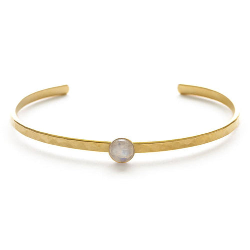 6mm Moonstone Hammered Cuff Bracelet