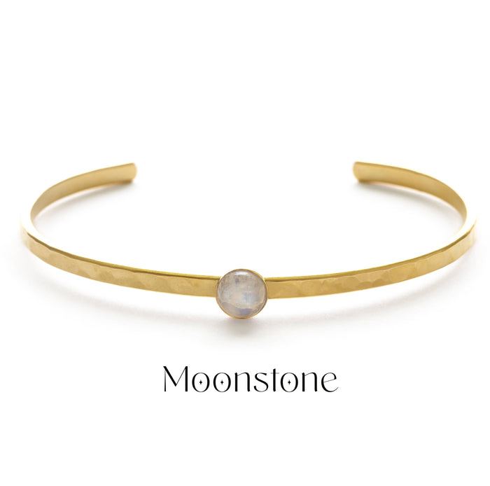 6mm Moonstone Hammered Cuff Bracelet