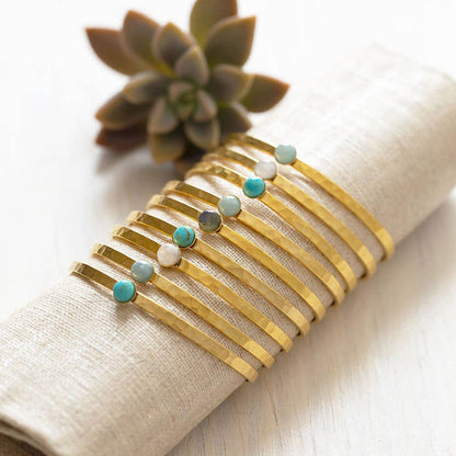 6mm Moonstone Hammered Cuff Bracelet