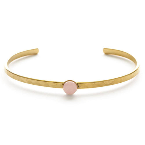 6mm Rose Quartz Hammered Cuff Bracelet