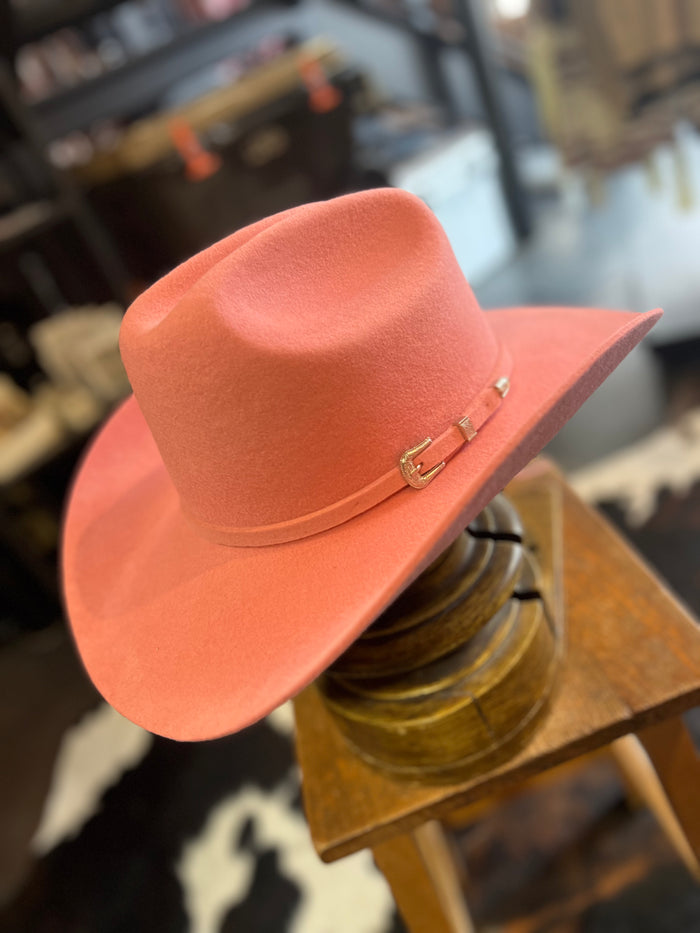 100% Wool Felt Pink Cattleman Cowboy Hat