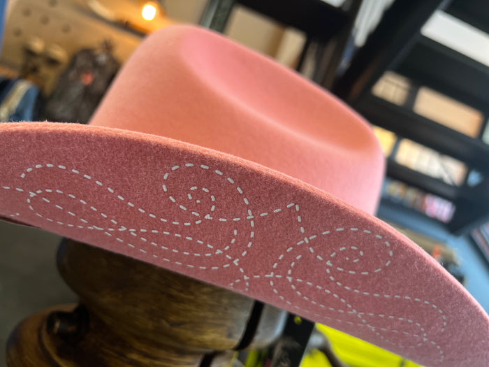 100% Wool Felt Pink Cattleman Cowboy Hat