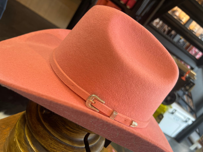 100% Wool Felt Pink Cattleman Cowboy Hat
