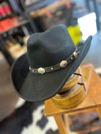 Black Wool Felt Crushable Cowboy Hat