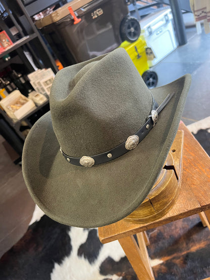 Olive Green Wool Felt Crushable Cowboy Hat