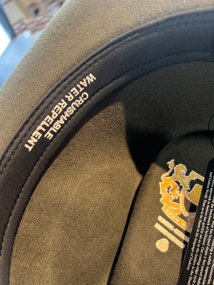 Olive Green Wool Felt Crushable Cowboy Hat