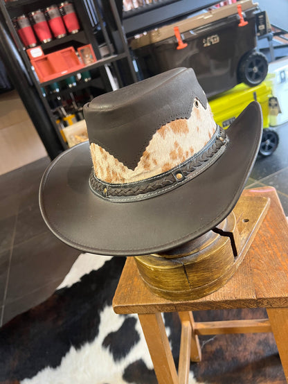 Genuine Leather Cowhide Brown Cowboy Hat