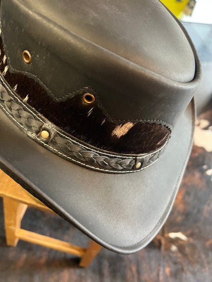 Genuine Leather Black Cowhide Cowboy Hat